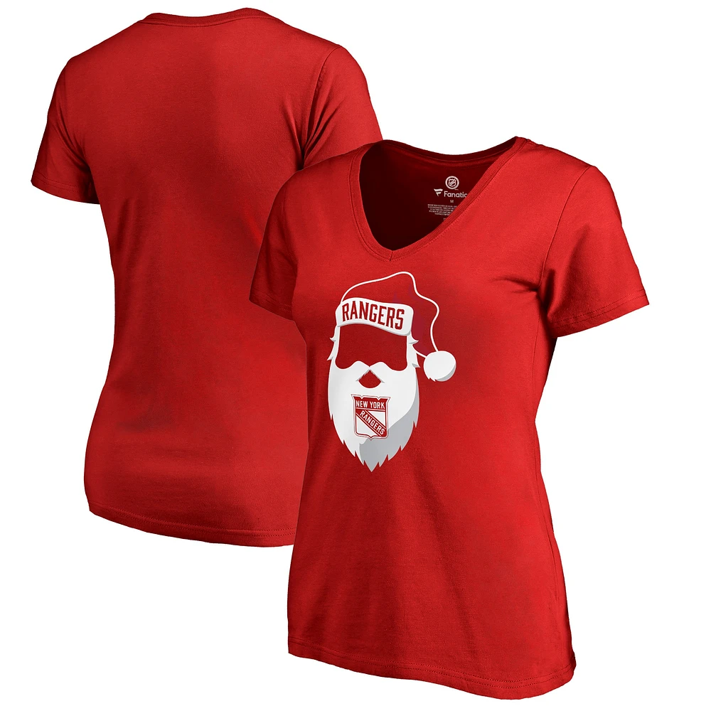 Women's Fanatics Red New York Rangers Jolly Plus V-Neck T-Shirt