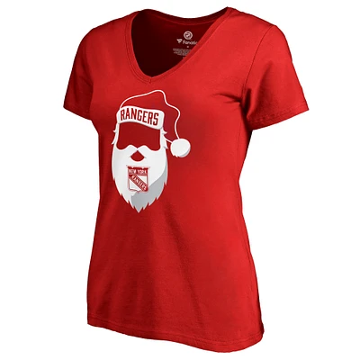 Women's Fanatics Red New York Rangers Jolly Plus V-Neck T-Shirt