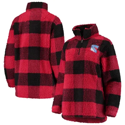 New York Rangers G-III 4Her by Carl Banks Women's Plaid Sherpa Quarter-Zip Jacket - Black/Red