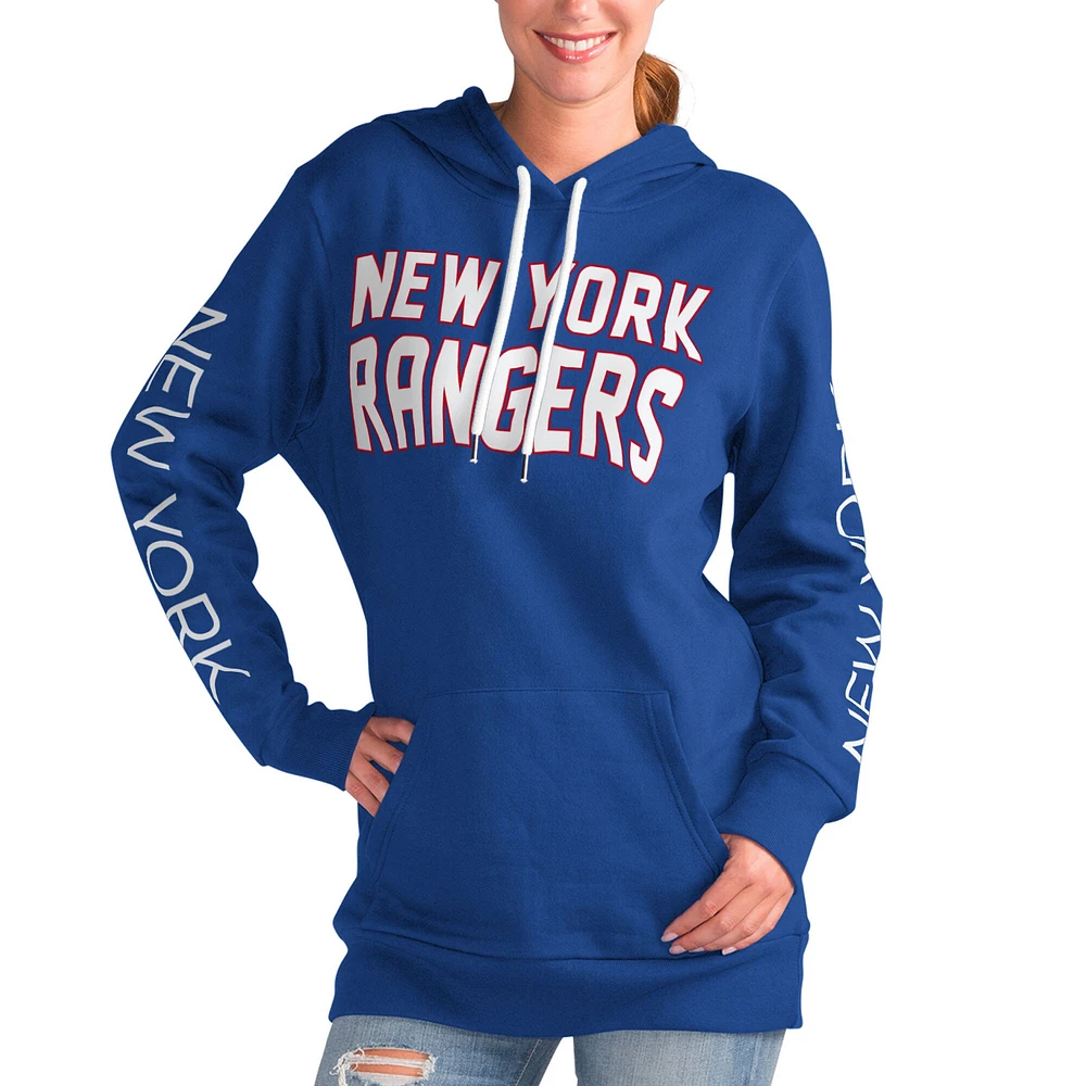 Women's G-III 4Her by Carl Banks Blue New York Rangers Overtime Pullover Hoodie