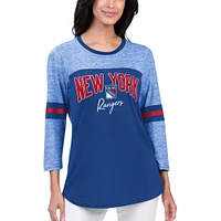 T-shirt bleu à manches 3/4 G-III 4Her par Carl Banks pour femmes des Rangers de New York Play The Game