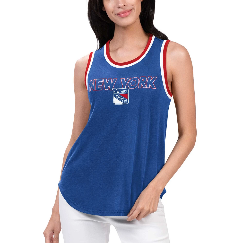 Women's G-III 4Her by Carl Banks Blue New York Rangers Strategy Tank Top