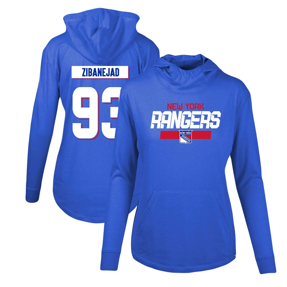 Women's Levelwear Mika Zibanejad Blue New York Rangers Vivid Player Name & Number Pullover Hoodie