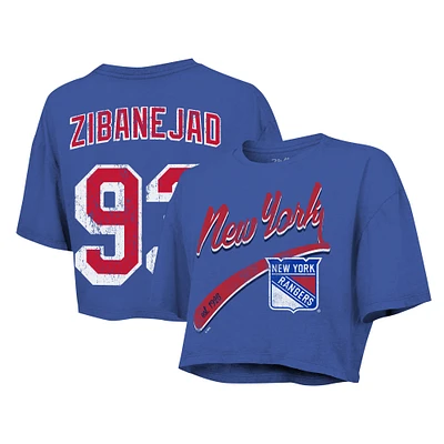 T-shirt court Majestic Threads Mika Zibanejad Royal New York Rangers Behind The Net pour femmes avec nom et numéro