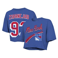 T-shirt court Majestic Threads Mika Zibanejad Royal New York Rangers Behind The Net pour femmes avec nom et numéro