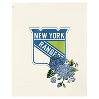Women's New Era Cream York Rangers Glam Game Quarter-Zip Cropped Floral Hoodie Pullover