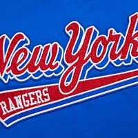 T-shirt court Pro Standard bleu des New York Rangers Boxy Script Tail pour femmes