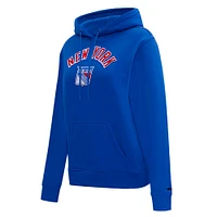 Women's Pro Standard Blue New York Rangers Classic Chenille Pullover Hoodie