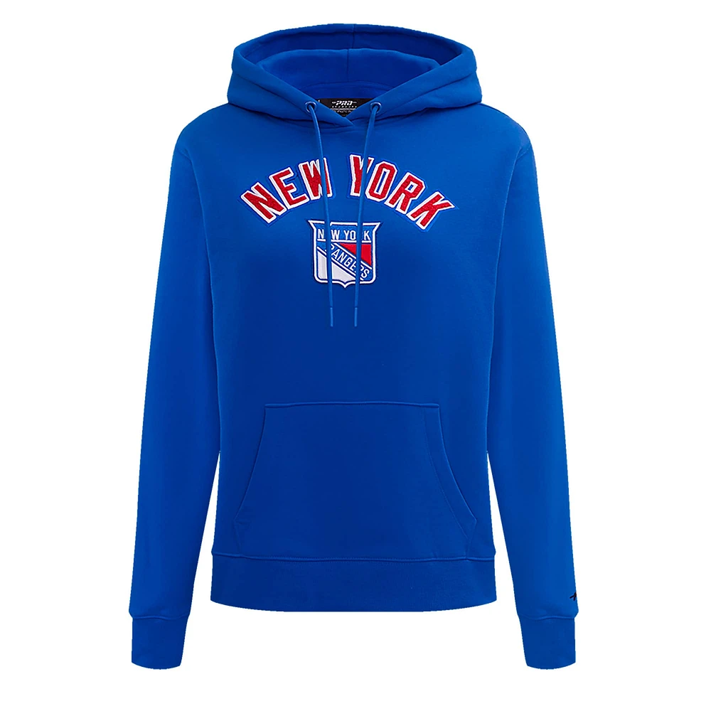 Women's Pro Standard Blue New York Rangers Classic Chenille Pullover Hoodie