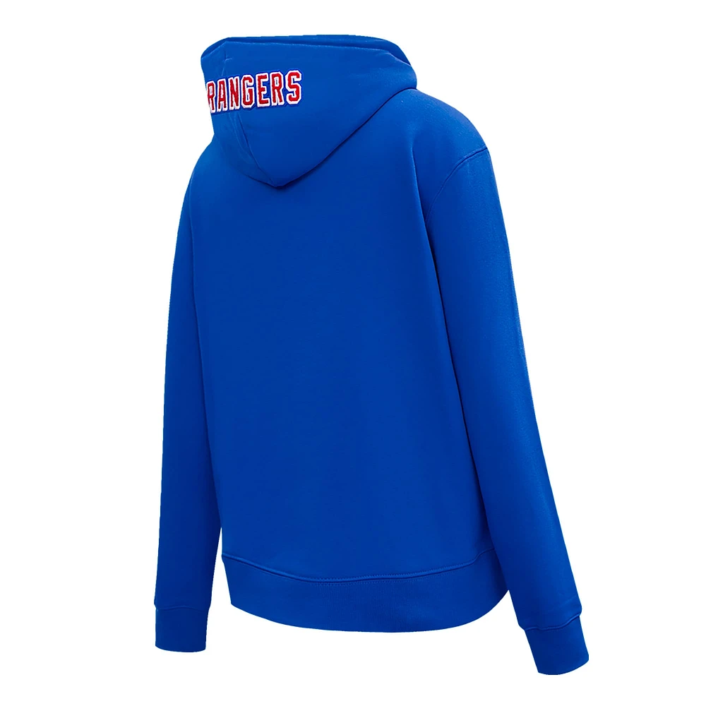 Women's Pro Standard Blue New York Rangers Classic Chenille Pullover Hoodie