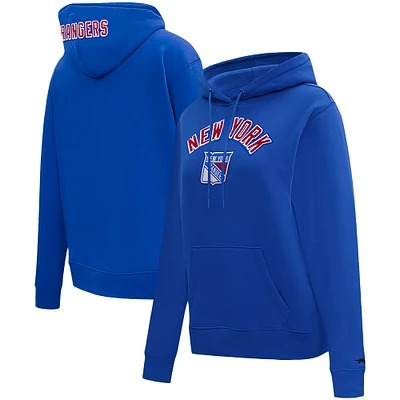 Women's Pro Standard Blue New York Rangers Classic Chenille Pullover Hoodie