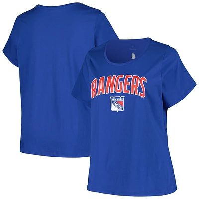 T-shirt bleu Profile pour femmes des Rangers de New York, grande taille, avec logo arqué