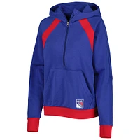 Women's Starter Blue New York Rangers Wishbone Half-Zip Hoodie