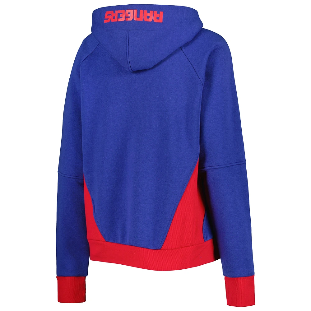 Women's Starter Blue New York Rangers Wishbone Half-Zip Hoodie