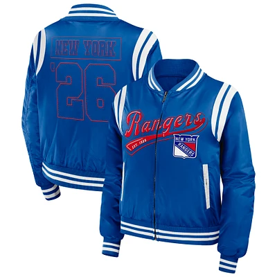 Women's WEAR by Erin Andrews  Blue New York Rangers Baller Full-Zip Bomber Jacket