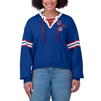 Pull court à lacets bleu New York Rangers pour femme WEAR by Erin Andrews