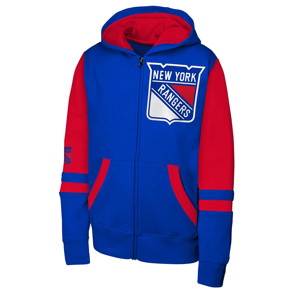 Youth Blue New York Rangers Face Off Full-Zip Hoodie