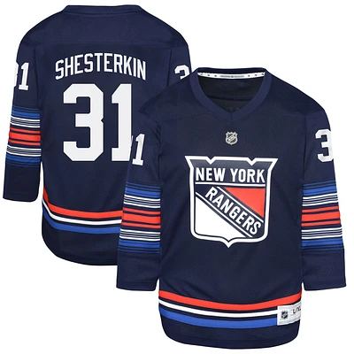 Maillot de joueur réplique alternative des Rangers New York la marine Igor Shesterkin pour jeunes
