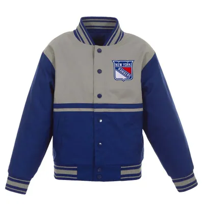 New York Rangers JH Design Youth Poly-Twill Full-Snap Jacket - Royal