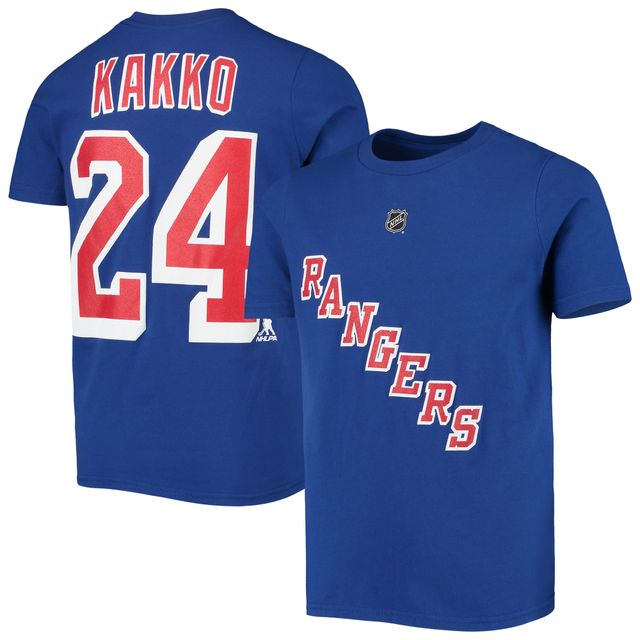 T-shirt avec nom et numéro du joueur des New York Rangers Kaapo Kakko bleu pour jeune