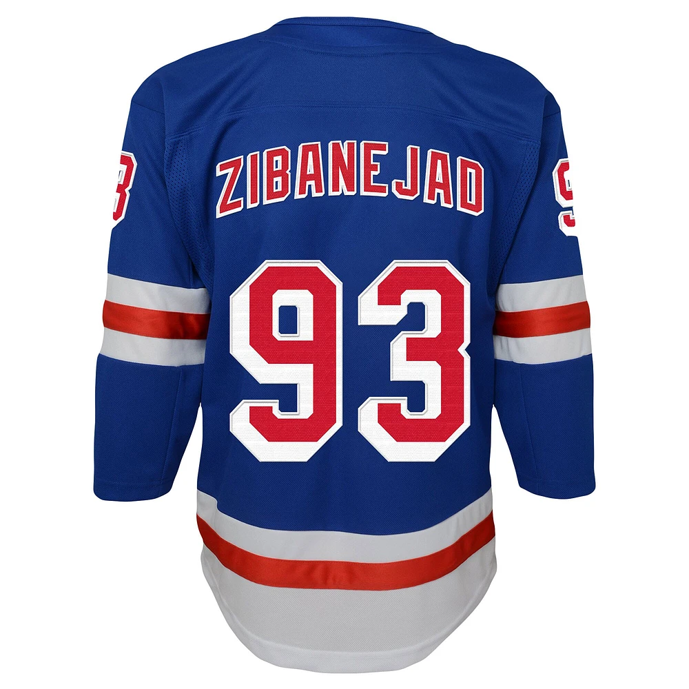 Maillot de joueur premier ministre à domicile des Rangers New York bleu Mika Zibanejad pour jeunes