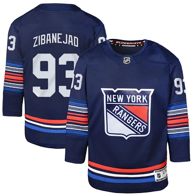 Maillot de joueur alternatif premier ministre des Rangers New York la marine Mika Zibanejad pour jeunes