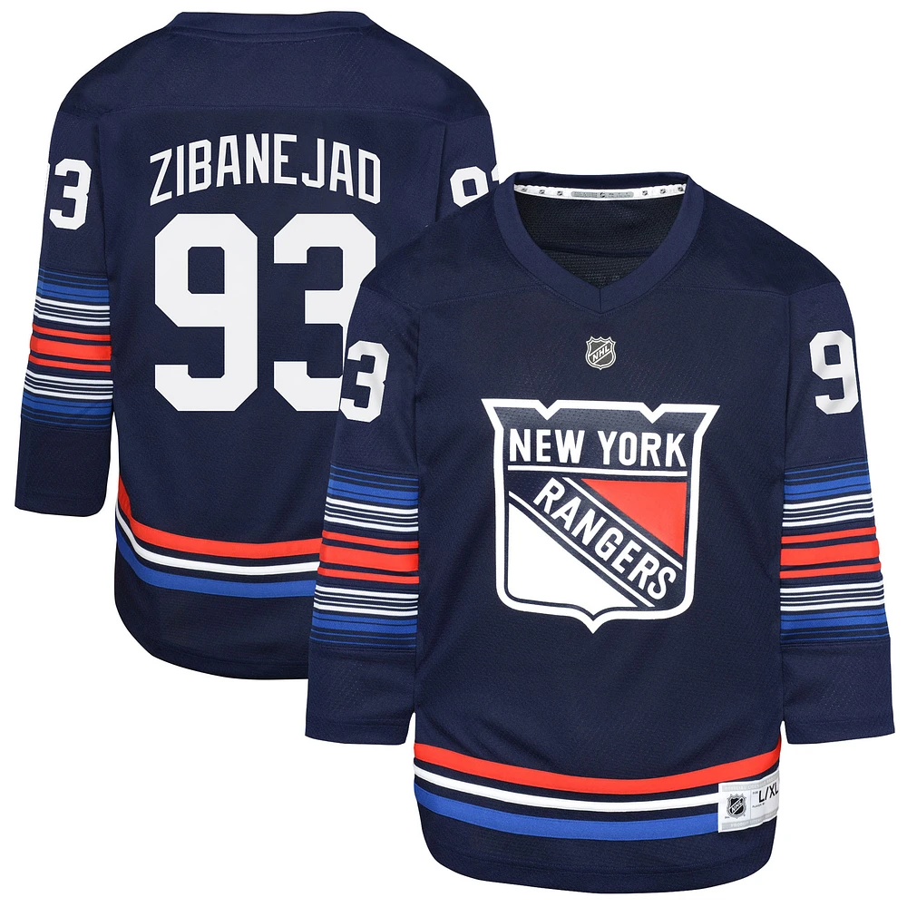 Maillot de joueur réplique alternatif des Rangers New York la marine Mika Zibanejad pour jeunes