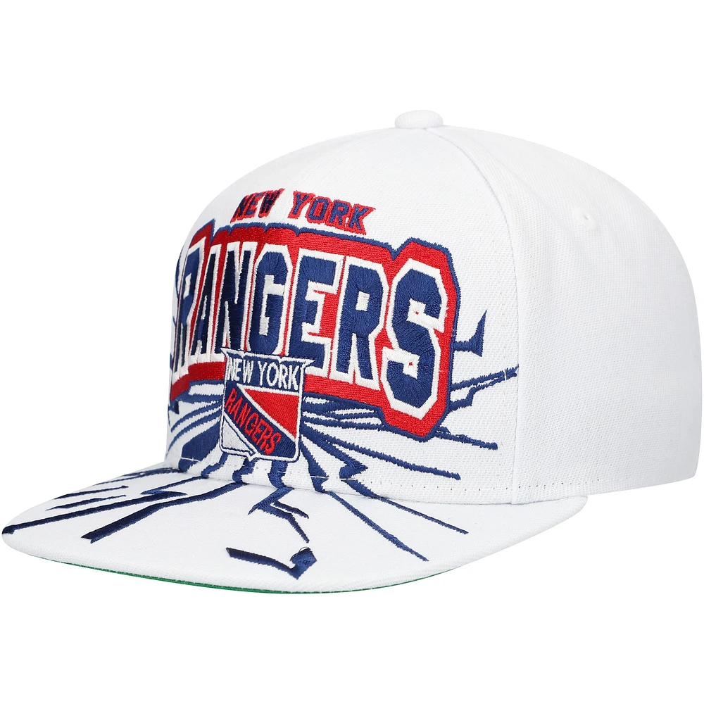 Casquette Snapback After Shock des Rangers de New York pour jeunes Mitchell & Ness blanche