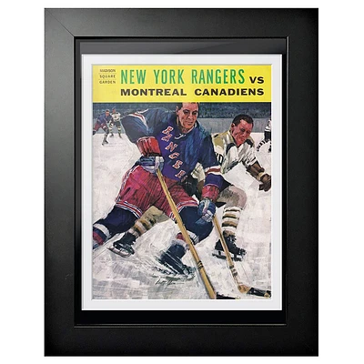 Rangers de New York vs Canadiens de Montréal 1965 Madison Square Garden - Couverture de programme encadrée 12'' x 16''