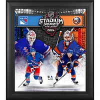 Collage de logos encadré 15" x 17" des Rangers de New York contre les Islanders de New York lors de la série de stades de la LNH 2024