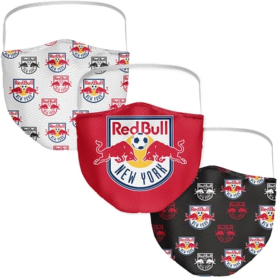 Adulte Fanatics New York Red Bulls Couvre-visage avec logo intégral, paquet de 3