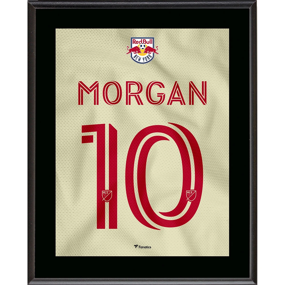 Plaque sublimée numéro 10 de style maillot Daniel Patrick de Lewis Morgan New York Red Bulls 10,5" x 13"