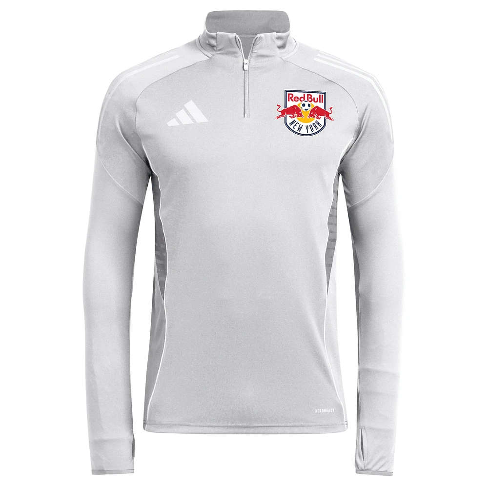 Men's adidas  Silver New York Red Bulls 2025 AEROREADY Quarter-Zip Long Sleeve Training Top