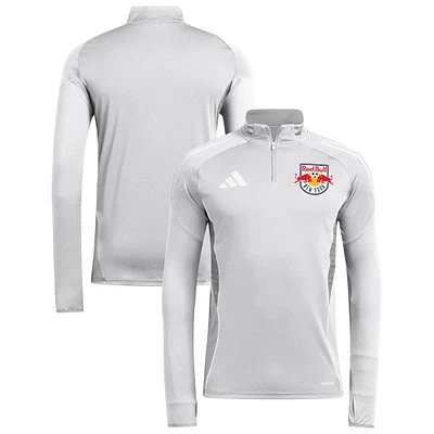 Men's adidas  Silver New York Red Bulls 2025 AEROREADY Quarter-Zip Long Sleeve Training Top