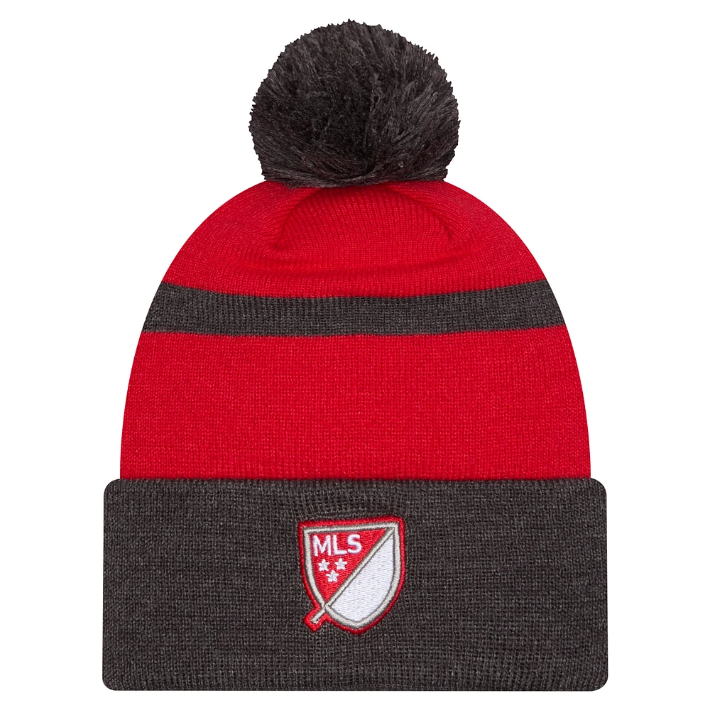 Men's New Era  Red New York Red Bulls 2025 Kickoff Cuffed Knit Hat with Pom