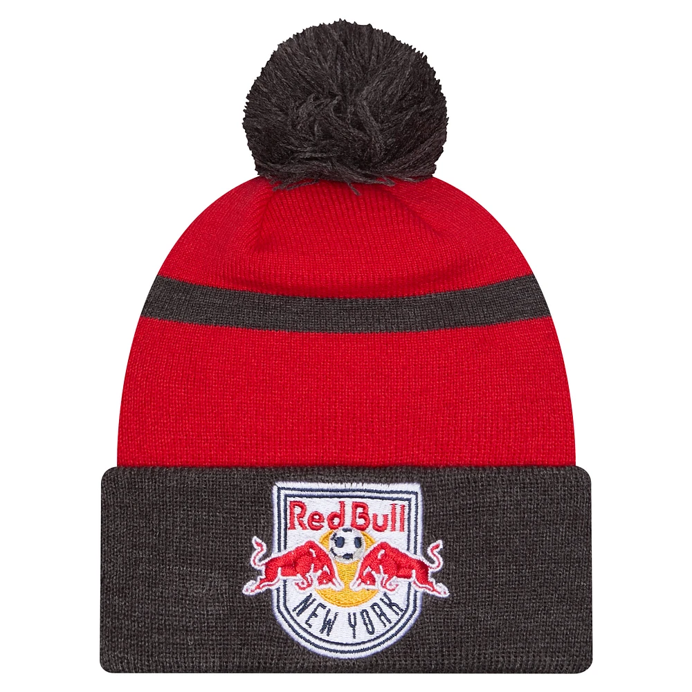 Men's New Era  Red New York Red Bulls 2025 Kickoff Cuffed Knit Hat with Pom