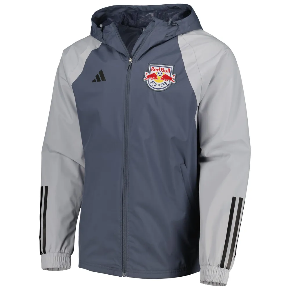 Veste à capuche raglan tout temps adidas Charcoal New York Red Bulls pour homme