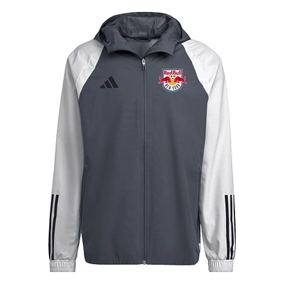 Veste adidas gris New York Red Bulls 2024 toutes saisons entièrement zippée pour homme