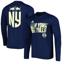 Men's adidas Navy New York Red Bulls Jersey Hook AEROREADY Long Sleeve T-Shirt