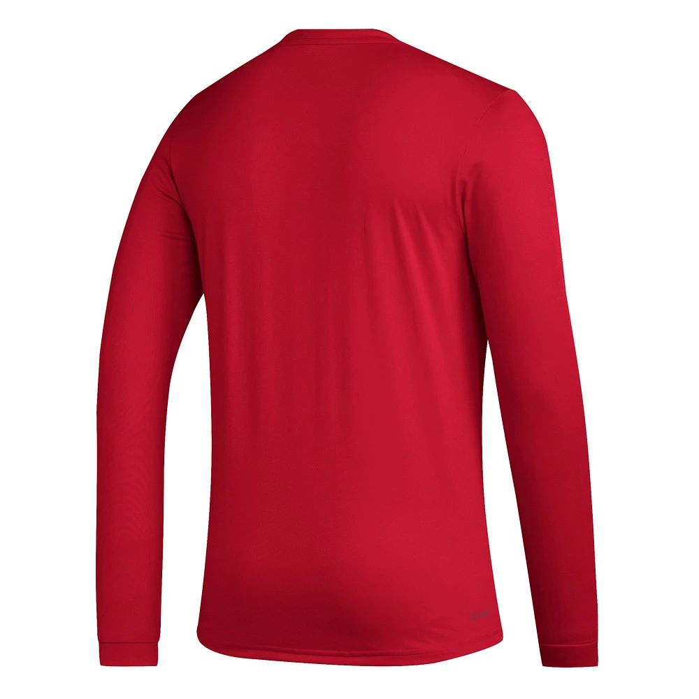 T-shirt à manches longues AEROREADY Club DNA des New York Red Bulls 2023 adidas pour homme rouge