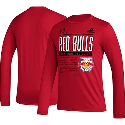 T-shirt à manches longues AEROREADY Club DNA des New York Red Bulls 2023 adidas pour homme rouge