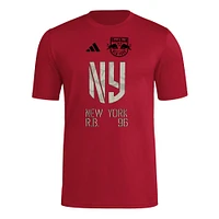 T-shirt adidas rouge New York Red Bulls 2025 pour homme avec maillot Hook AEROREADY