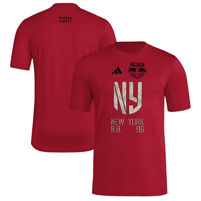 T-shirt adidas rouge New York Red Bulls 2025 pour homme avec maillot Hook AEROREADY