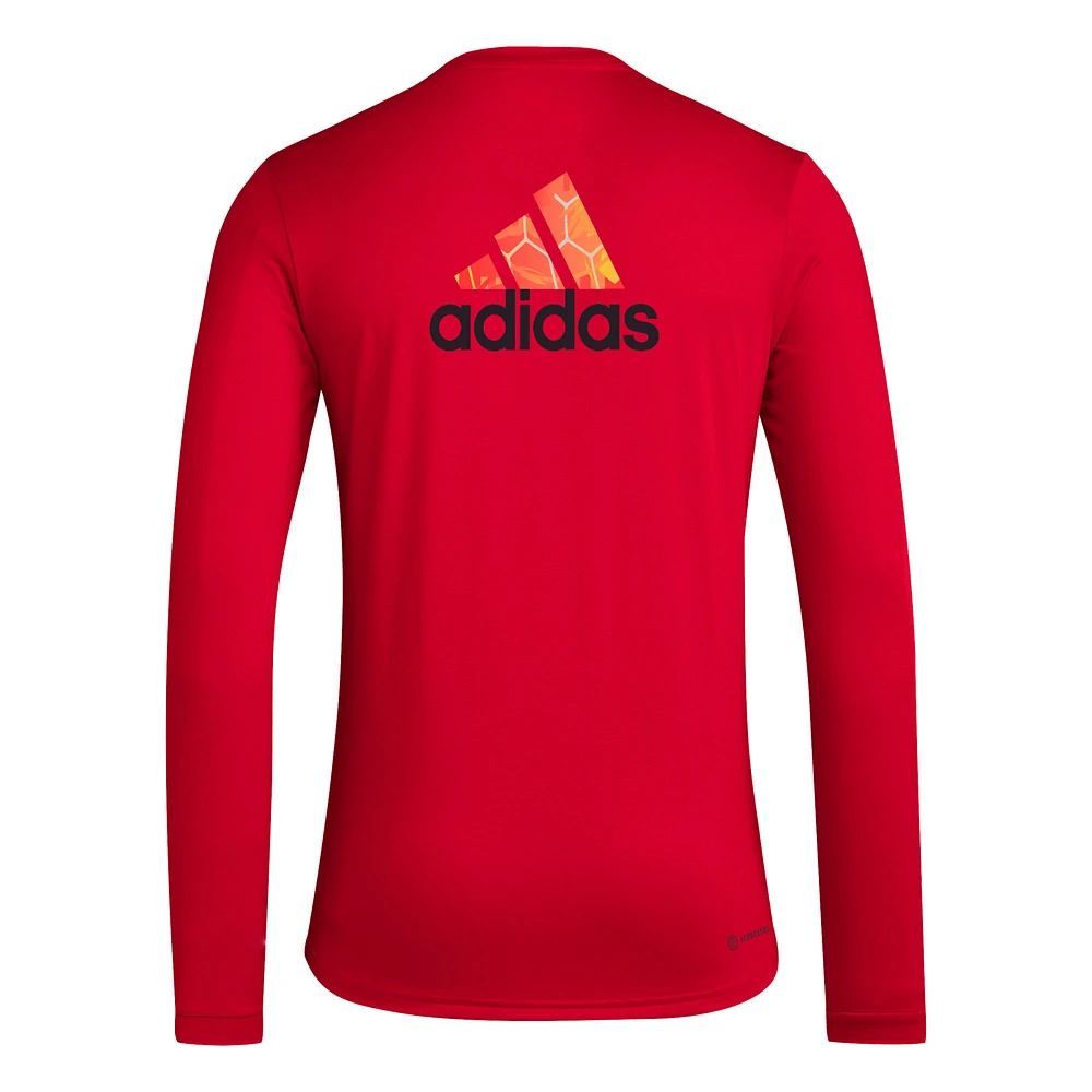 T-shirt à manches longues adidas rouge New York Red Bulls Local Pop AEROREADY pour hommes