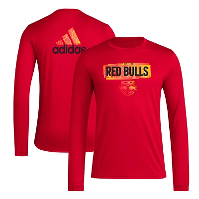 Men's adidas Red New York Bulls Local Pop AEROREADY Long Sleeve T-Shirt