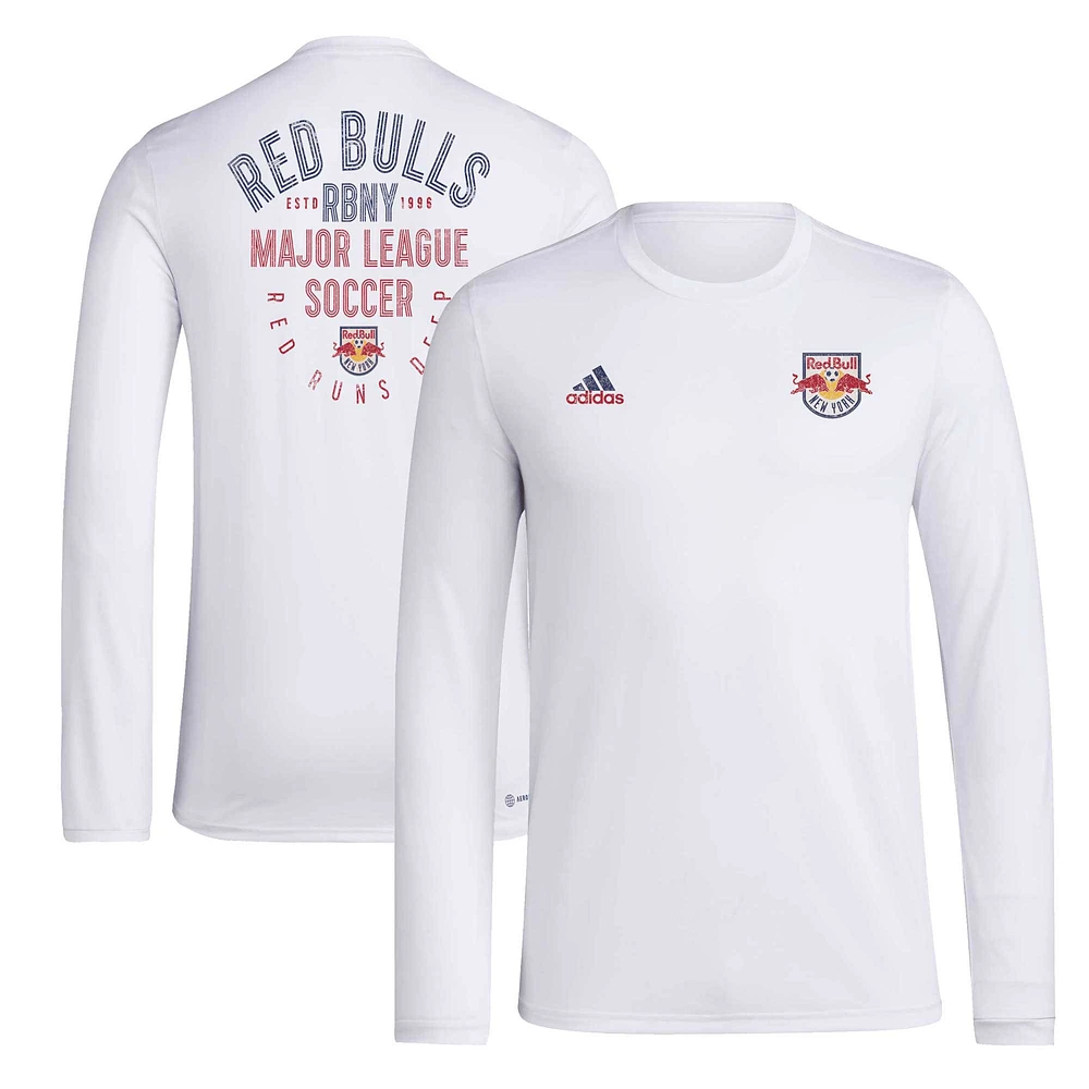 Men's adidas White New York Red Bulls Local Stoic Long Sleeve T-Shirt