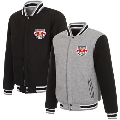 New York Red Bulls JH Design Fleece Full-Snap Reversible Jacket - Gray/Black