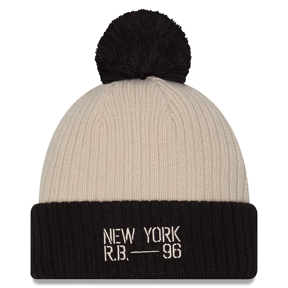 Men's New Era  Khaki/Black New York Red Bulls 2025 Jersey Hook Cuffed Knit Hat with Pom