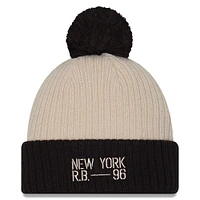 Men's New Era  Khaki/Black New York Red Bulls 2025 Jersey Hook Cuffed Knit Hat with Pom