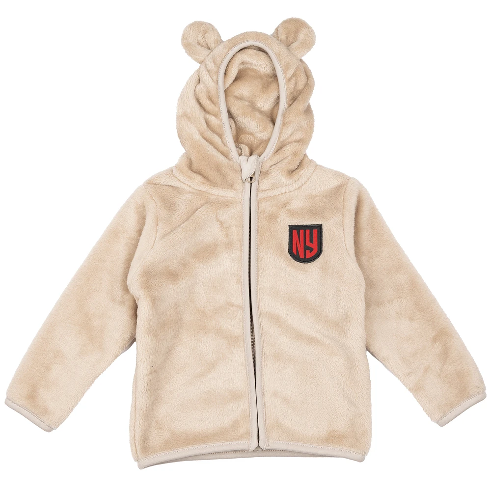 Toddler Sport Design Sweden  Khaki New York Red Bulls Tie-Breaker Teddy Full-Zip Hoodie